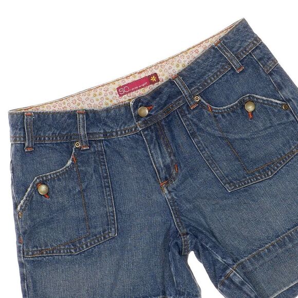 SO Jean Shorts Juniors Size 13 W33 Medium Dark Blue Casual Denim Cotton - Picture 2 of 7
